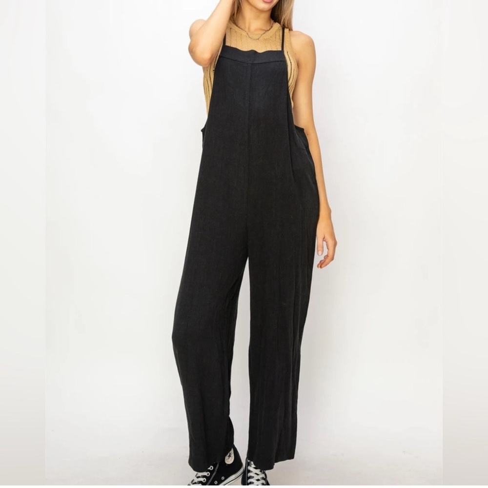 Linen Blend Jumpsuit Size Large - Picture 1 of 11
